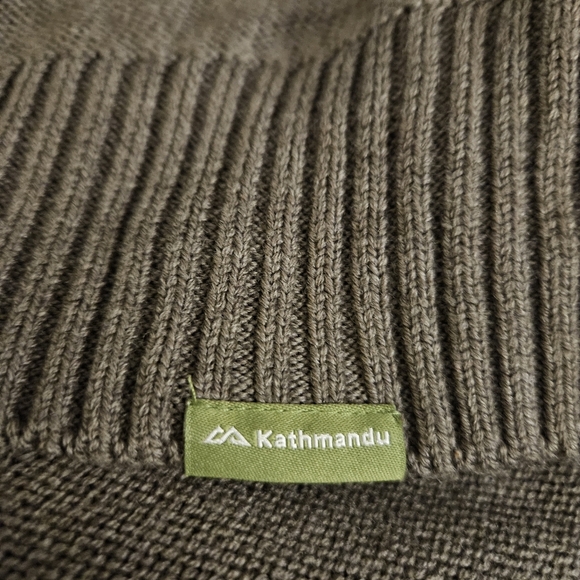 Kathmandu Mens 100% Merino Wool Sweater Size Large Blue Khaki Colorblock - Picture 4 of 7